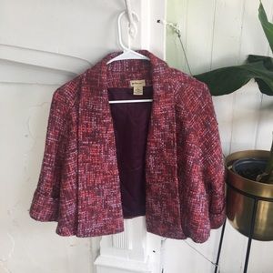 Anthropologie Elevenses pink tweed swing blazer